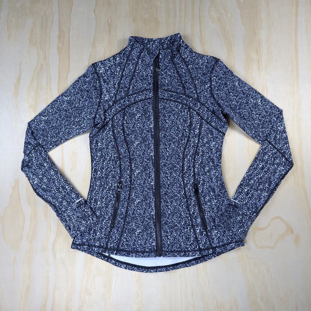 Lululemon Women's 8 Define Jacket Luon Black White Heathered Full Zip Yoga